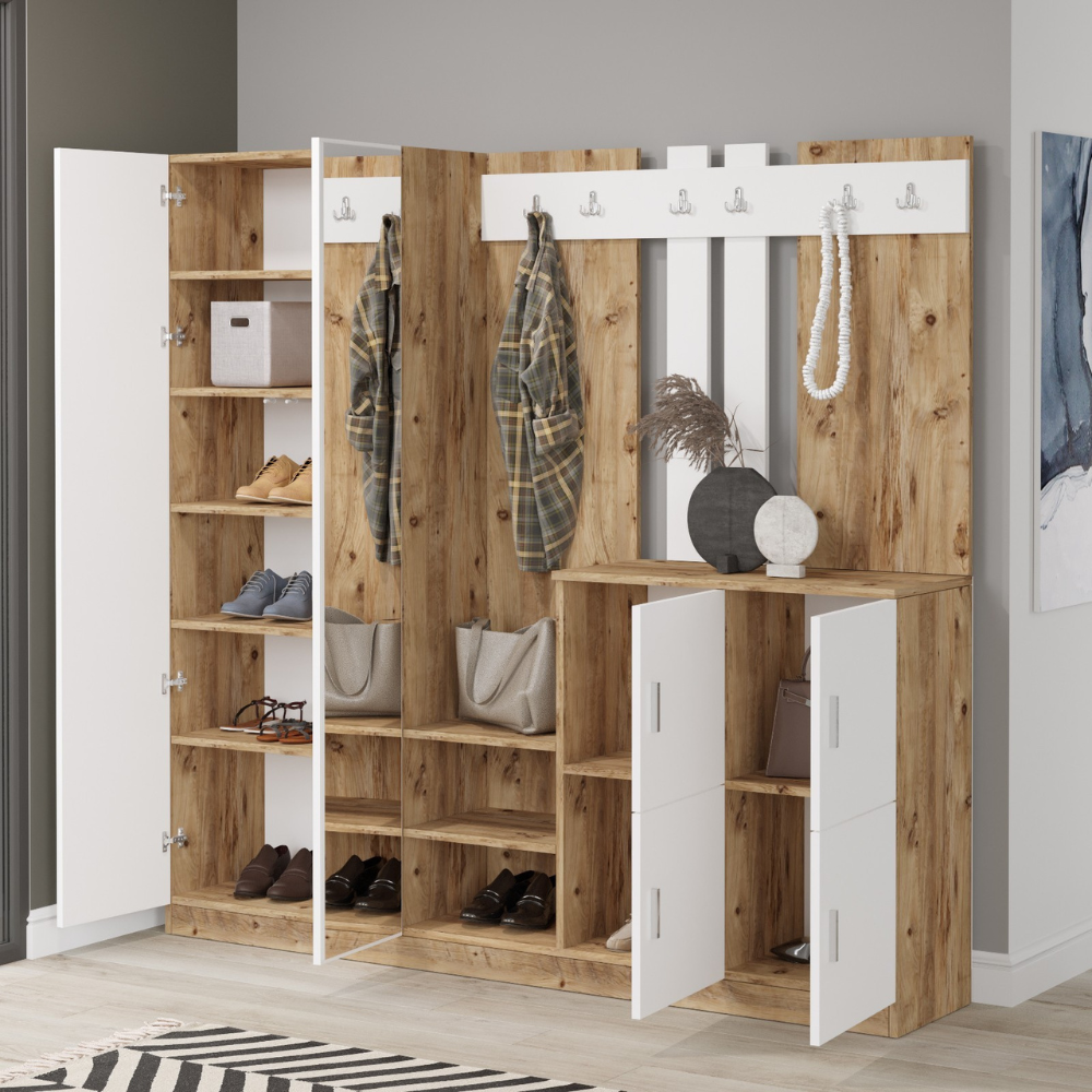 concept-usine-anka-meuble-d-entr-e-avec-miroir-bois-et-blanc image 3
