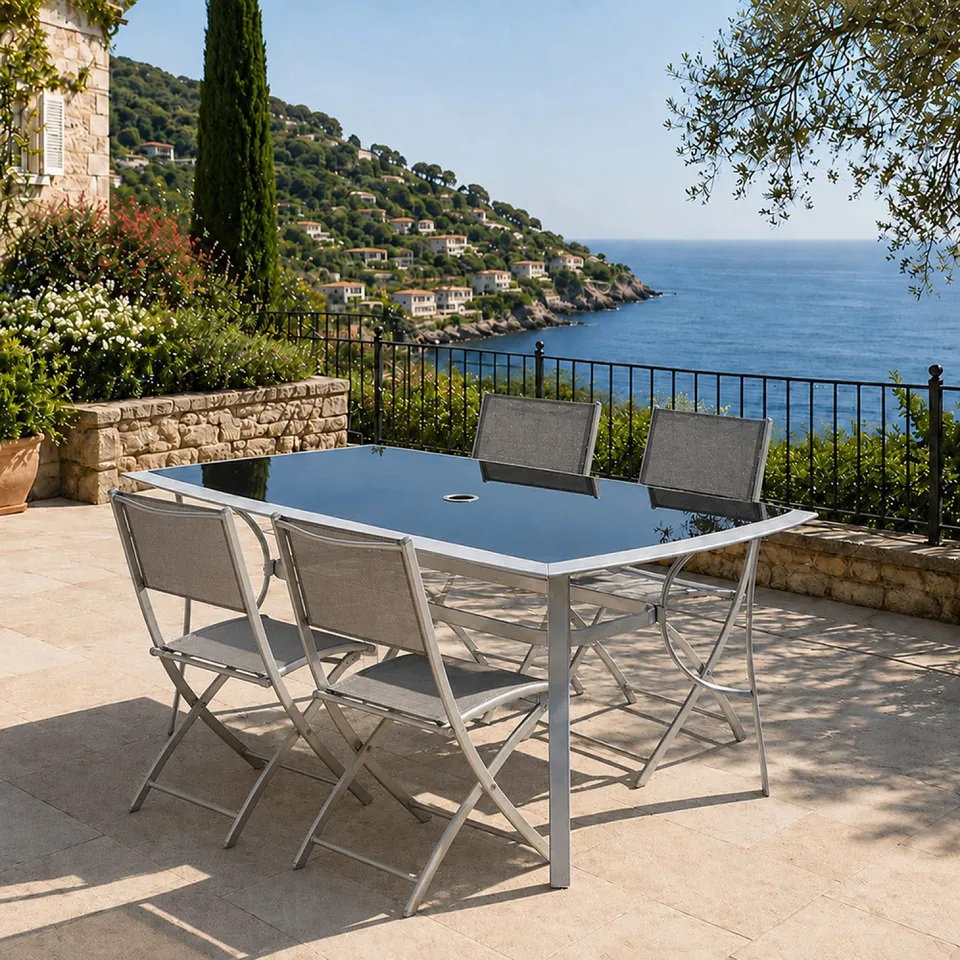 concept-usine-alassio-ensemble-table-et-4-chaises-jardin-gris image 1