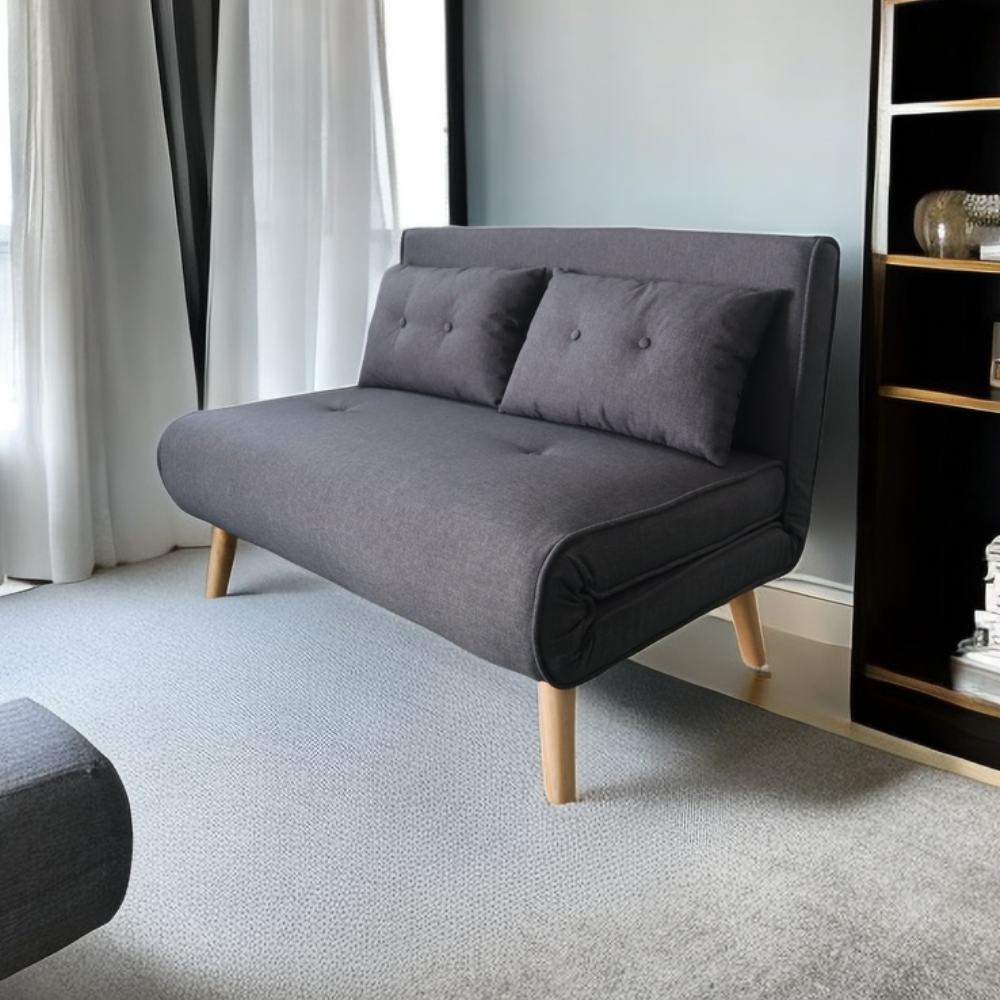 concept-usine-doris-canap-convertible-tissu-gris-2-places-120-cm image 2