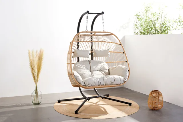 concept-usine-faro-fauteuil-suspendu-2-places-beige image 1