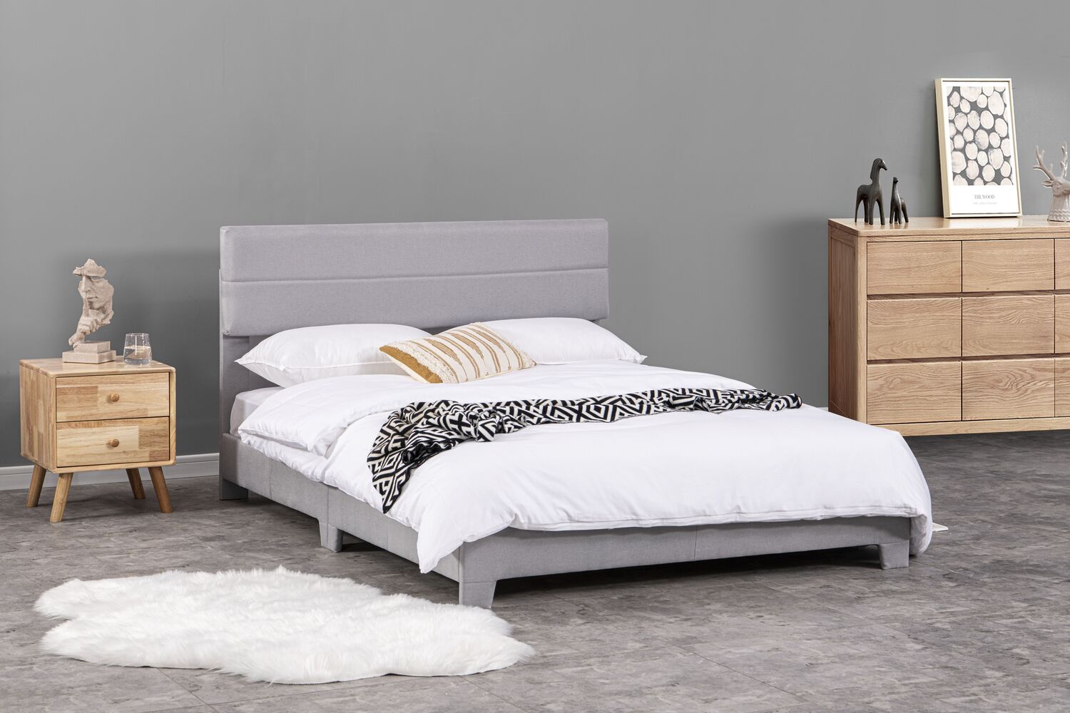 concept-usine-lincoln-lit-tissu-gris-160x200-cm-design image 2