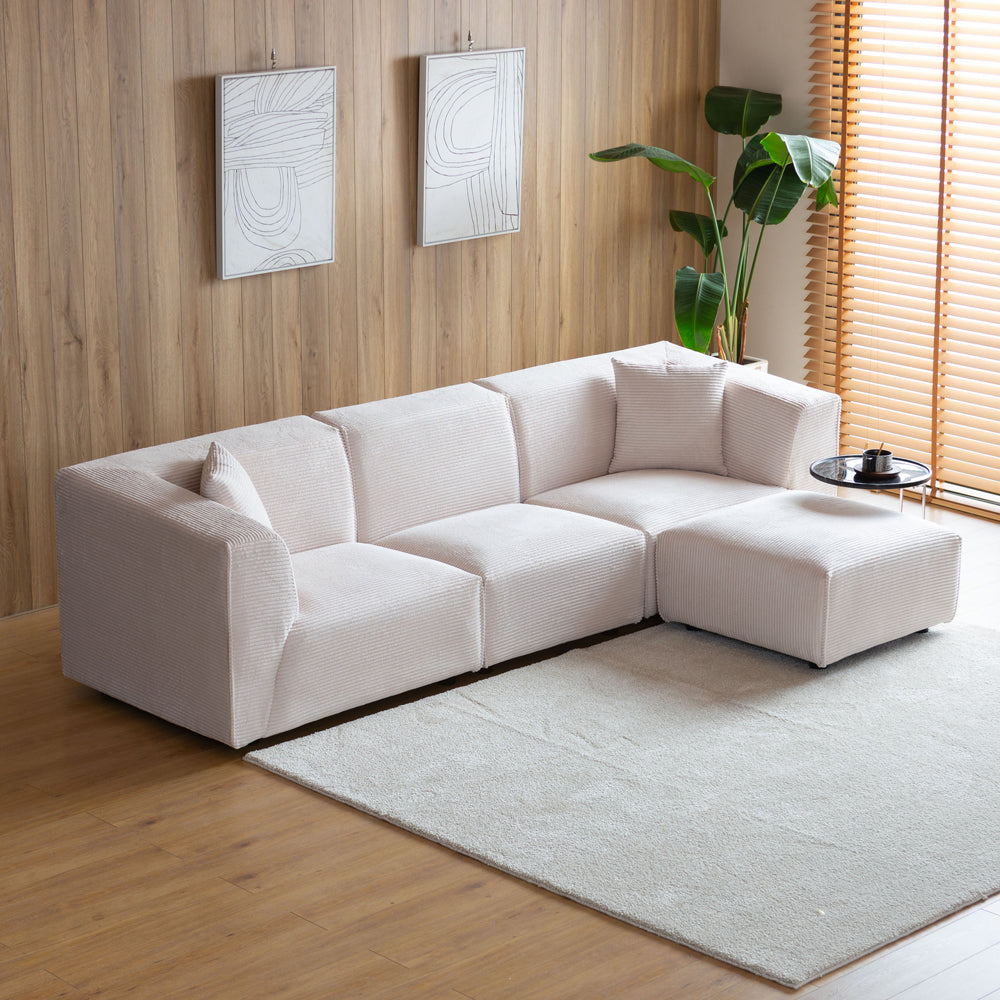 concept-usine-monroe-canap-velours-c-tel-beige-3-places-avec-pouf image 6