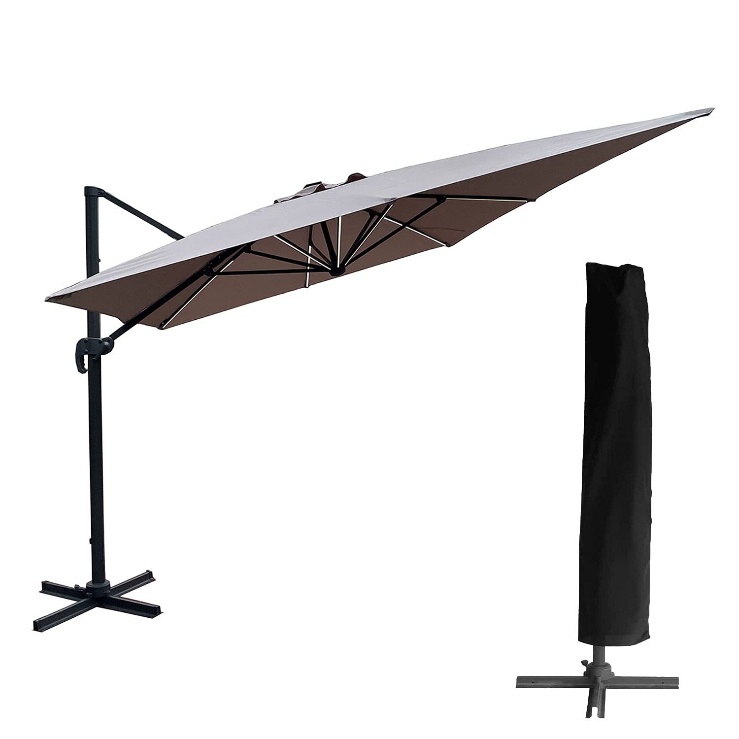 happy-garden-molokai-parasol-d-port-led-3x4-m-taupe image 1