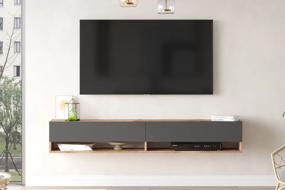 concept-usine-mio-meuble-tv-suspendu-bois-gris-180-cm image 1