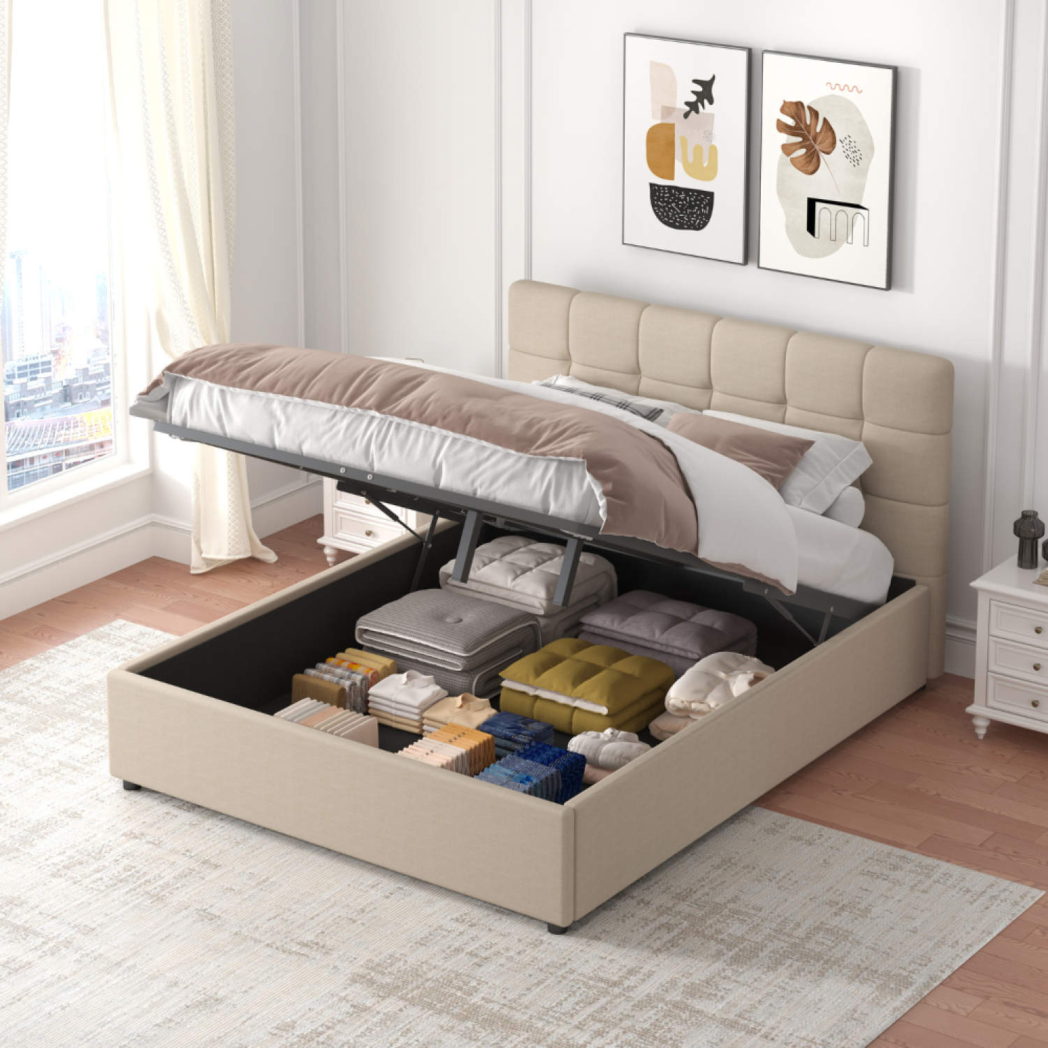 concept-usine-santa-lit-coffre-140x190-velours-beige-2-places image 3