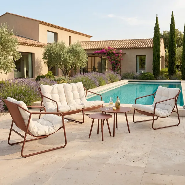 concept-usine-atrani-4-salon-jardin-acier-terracotta-4-places image 1