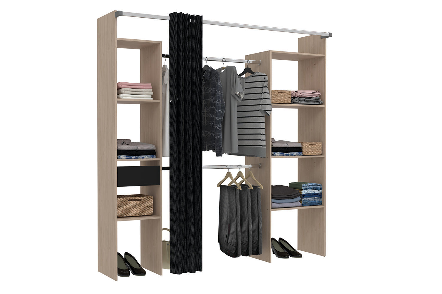concept-usine-elysee-dressing-blanc-198-cm-avec-rideau image 5