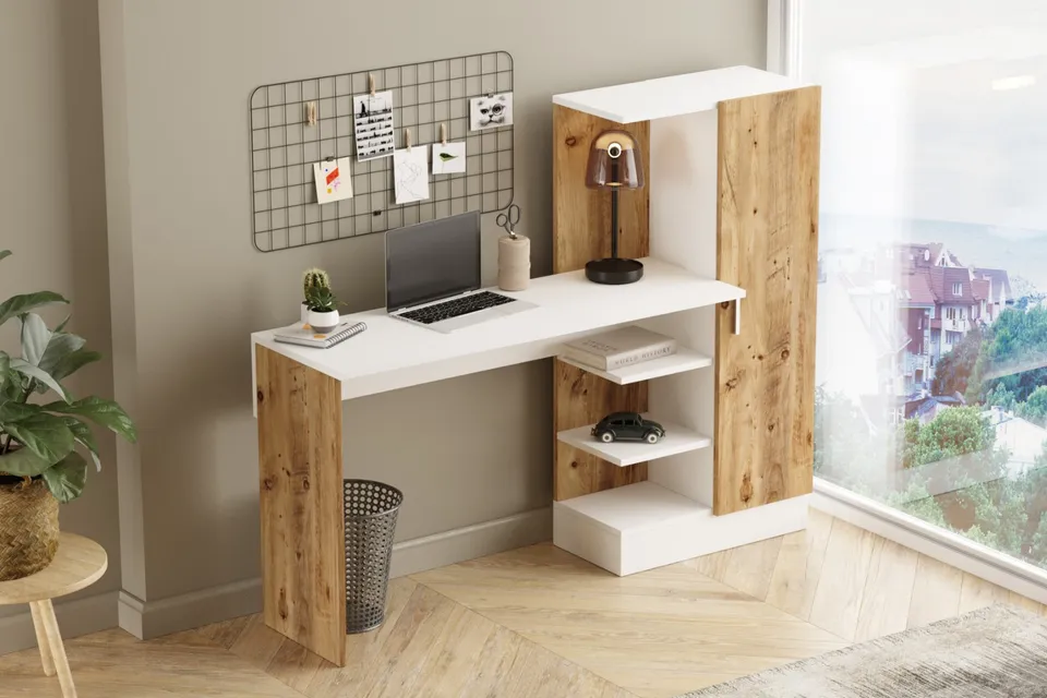 concept-usine-tehda-bureau-blanc-bois-avec-rangement image 1