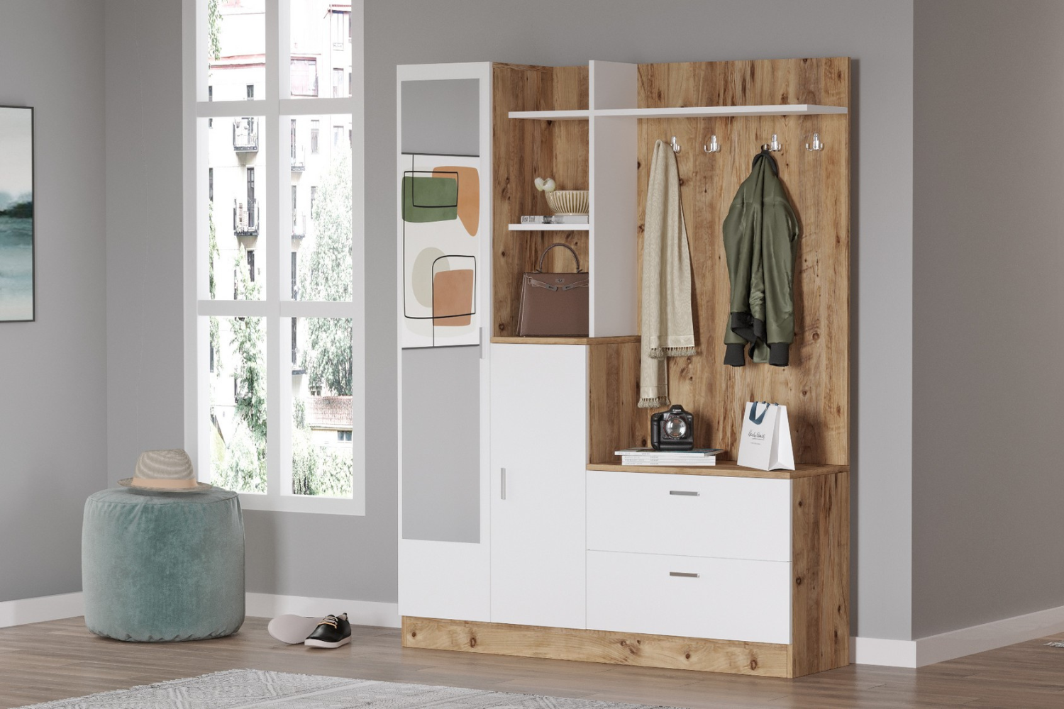 concept-usine-anka-meuble-entr-e-bois-blanc-avec-miroir image 1