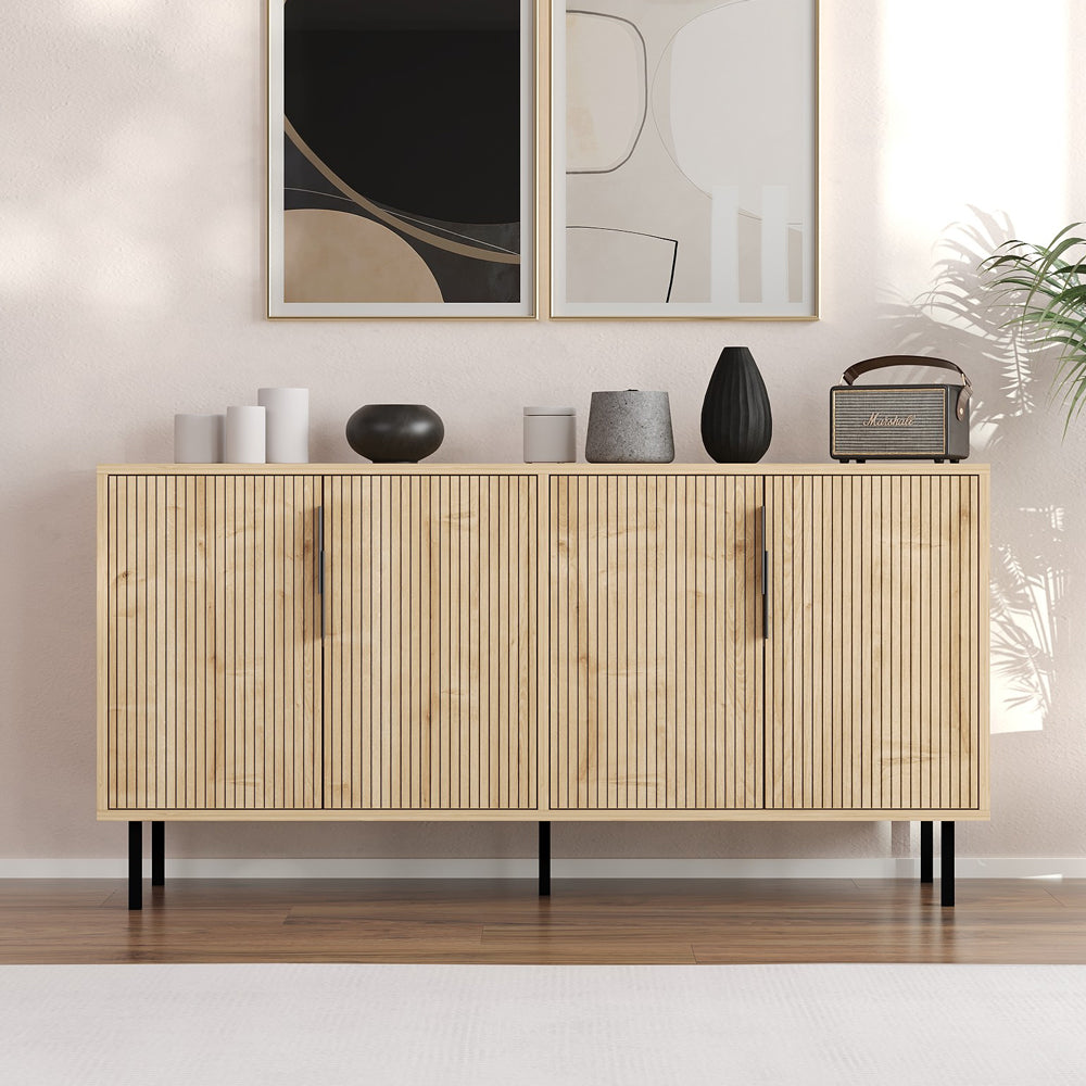 concept-usine-ciaro-buffet-150-cm-noir-et-bois-cannel-4-portes image 1
