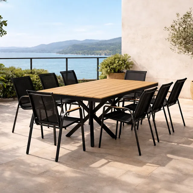 concept-usine-almada-bundle-salon-jardin-8-fauteuils-effet-bois image 1
