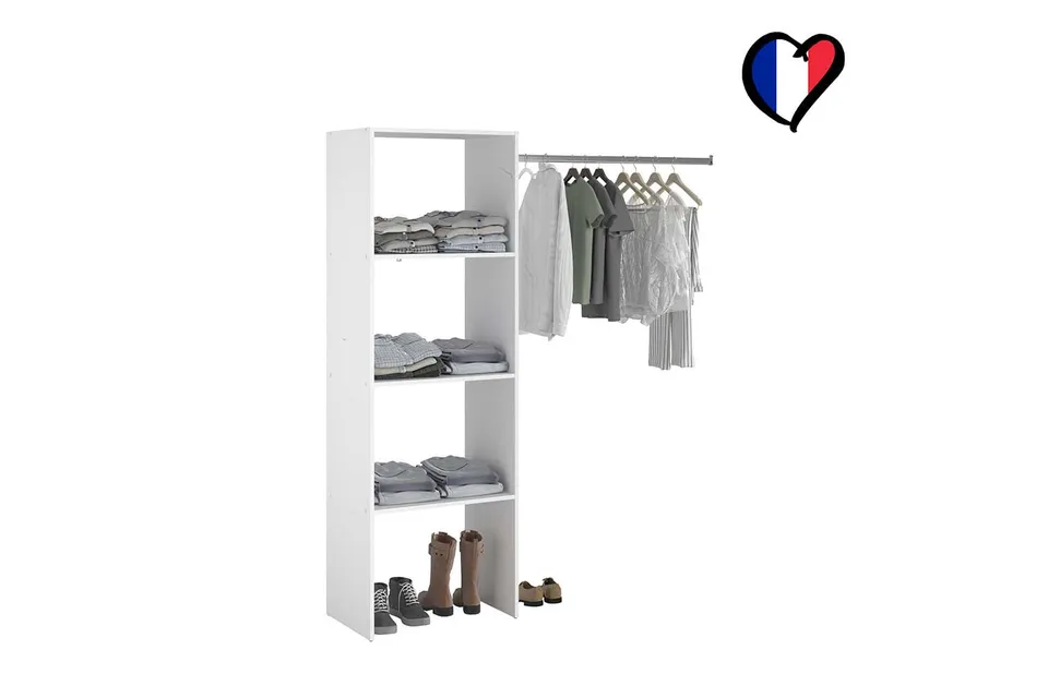 concept-usine-elys-e-dressing-160-cm-blanc-bois-penderie image 1