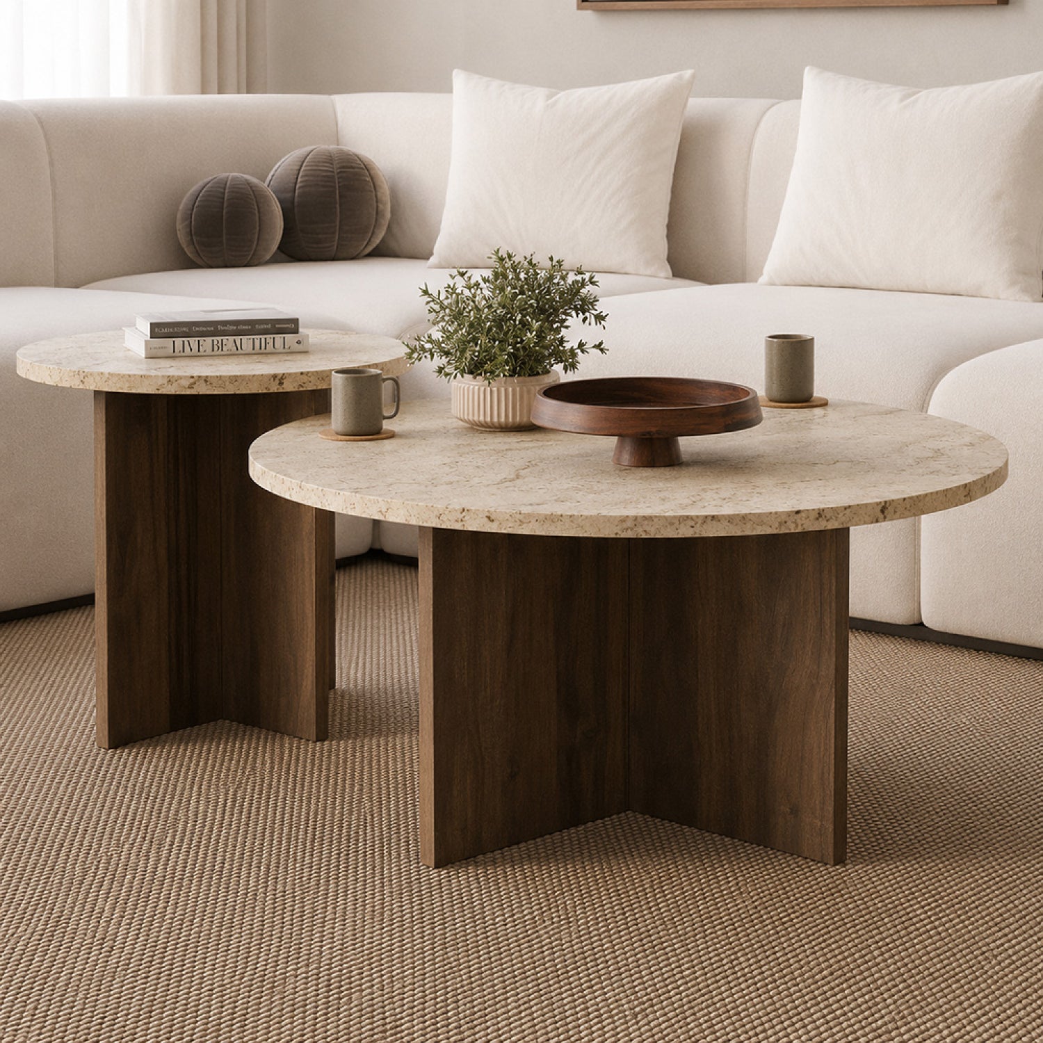 concept-usine-travi-lot-2-tables-basses-rondes-travertin image 3