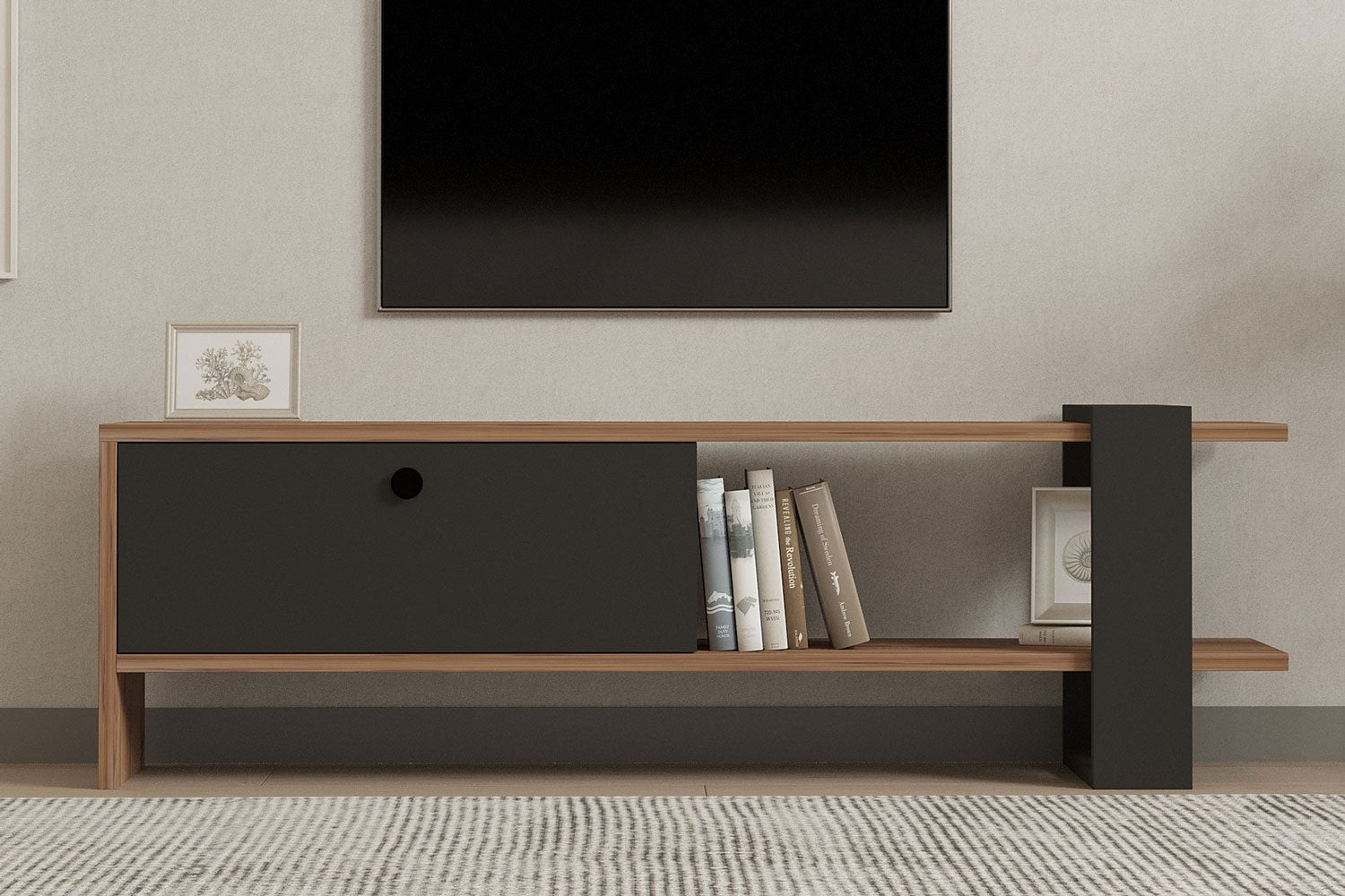 concept-usine-ova-meuble-tv-bois-gris-120-cm-rangement image 3