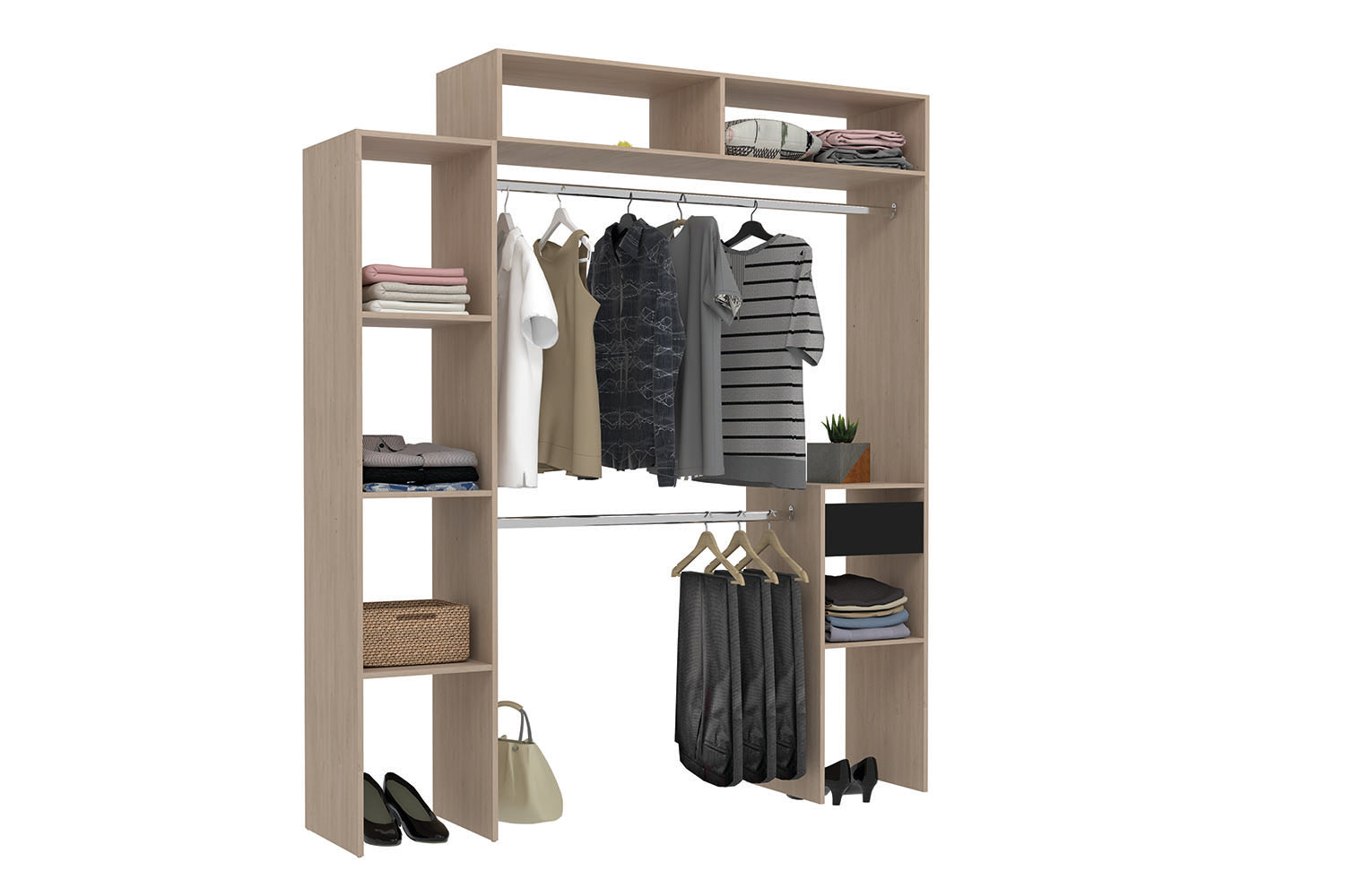 concept-usine-elysee-dressing-extensible-140-cm-blanc-bois-avec-tiroir image 5