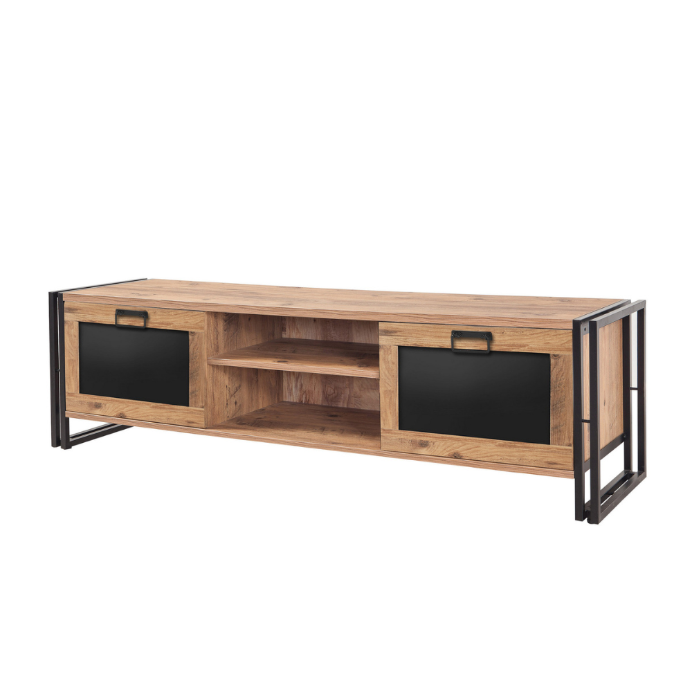 concept-usine-syn-meuble-tv-180-cm-bois-noir-industriel image 2