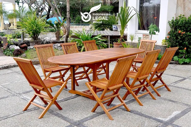 concept-usine-lubok-8-ovale-ensemble-table-teck-8-chaises-jardin image 1