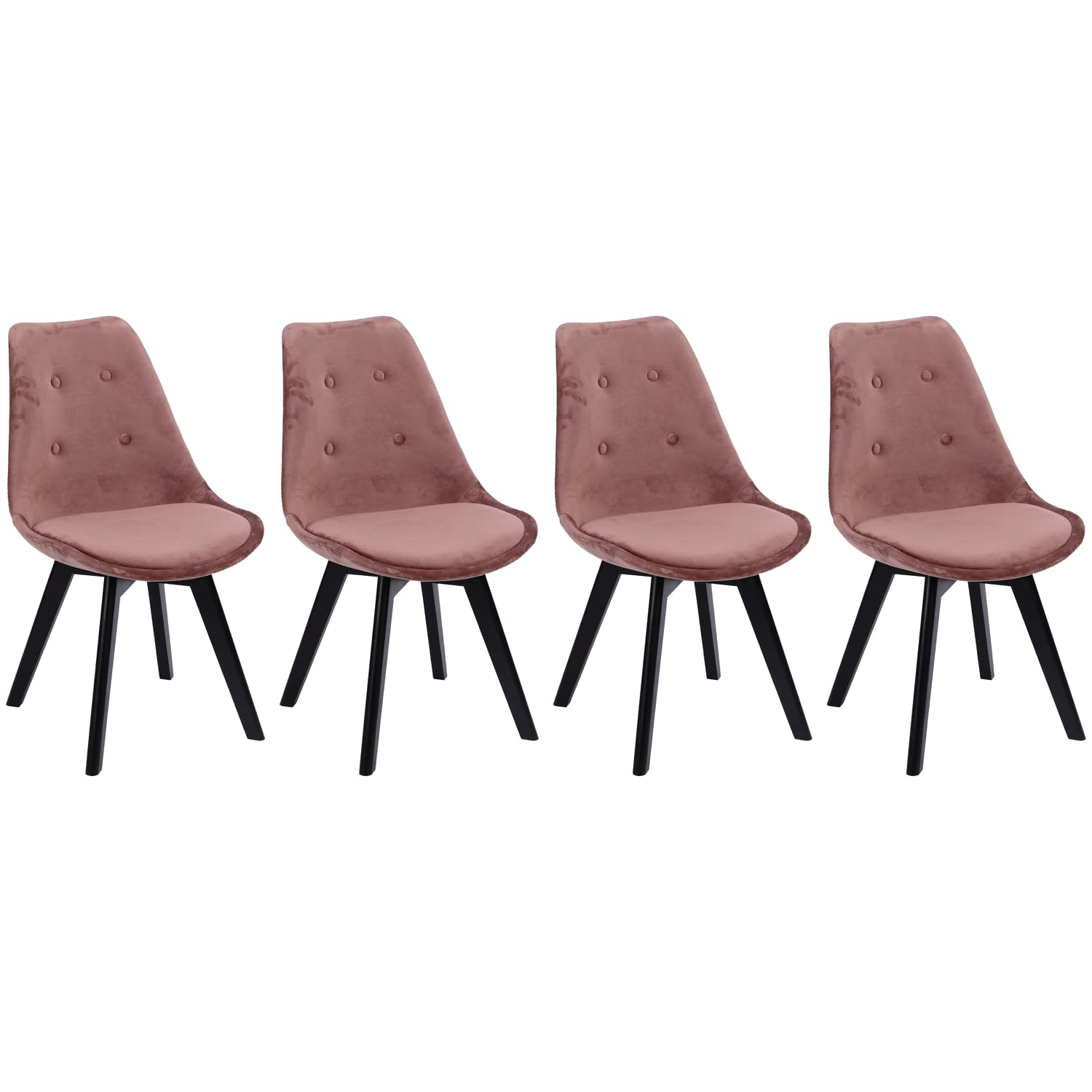 happy-garden-bari-nora-chaise-velours-rose-lot-4-pieds-noirs image 1