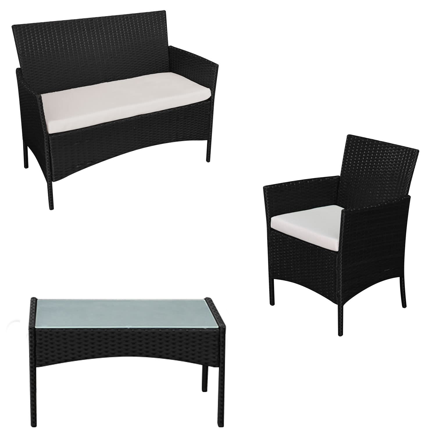 happy-garden-corfou-salon-de-jardin-noir-4-places-coussins-beige image 2