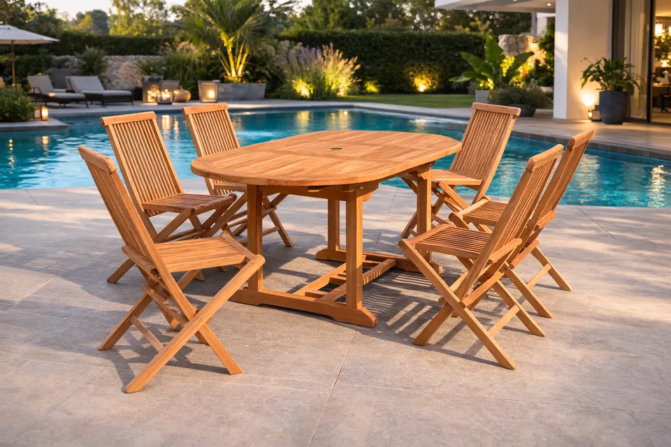 concept-usine-kajang-6-ovale-salon-jardin-teck-6-chaises image 1