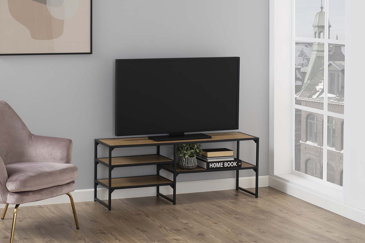 concept-usine-factory-meuble-tv-industriel-120cm-bois image 1