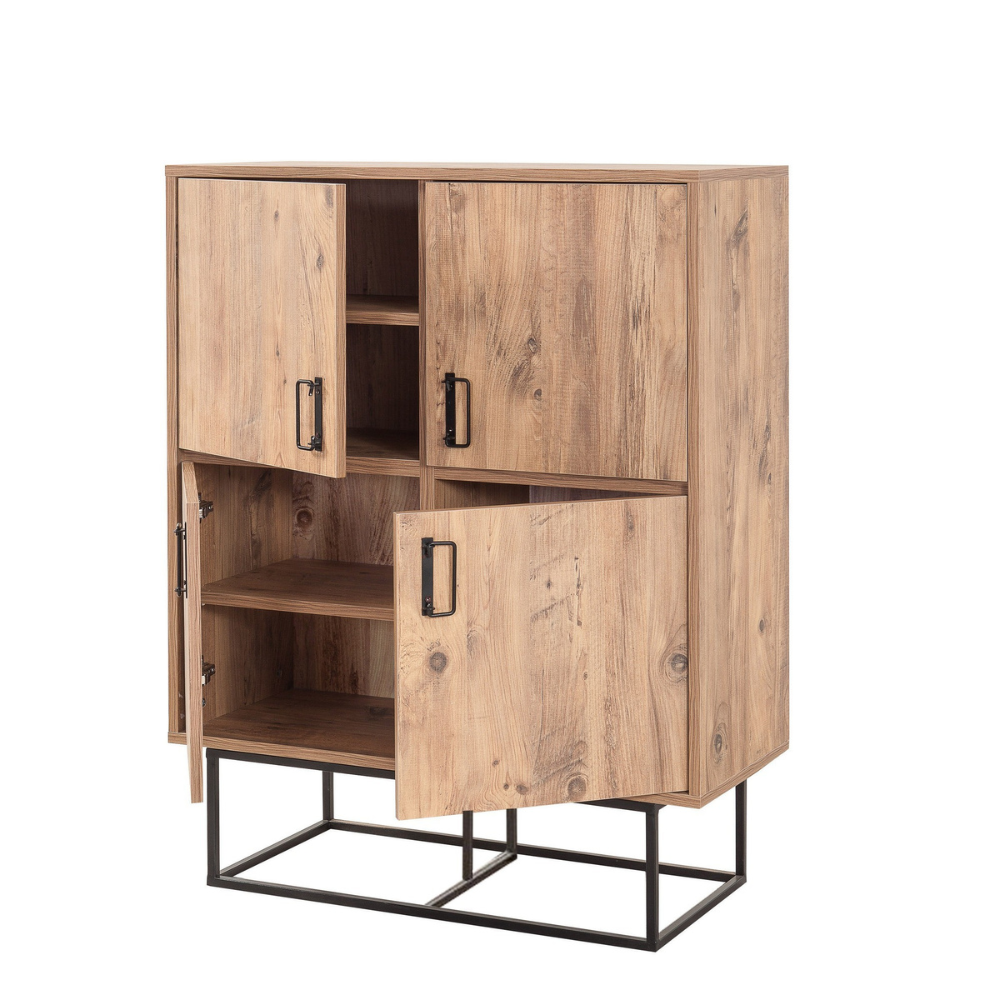 concept-usine-bresov-buffet-90-cm-noir-et-bois-avec-porte image 6