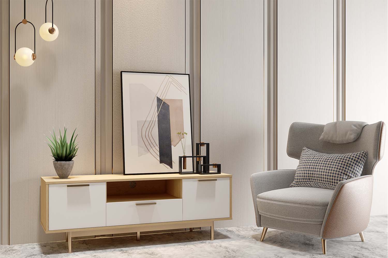 concept-usine-fyn-meuble-tv-blanc-140-cm-niche image 1