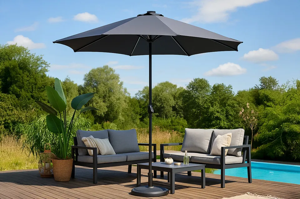 concept-usine-manarola-parasol-droit-led-rond-gris image 1