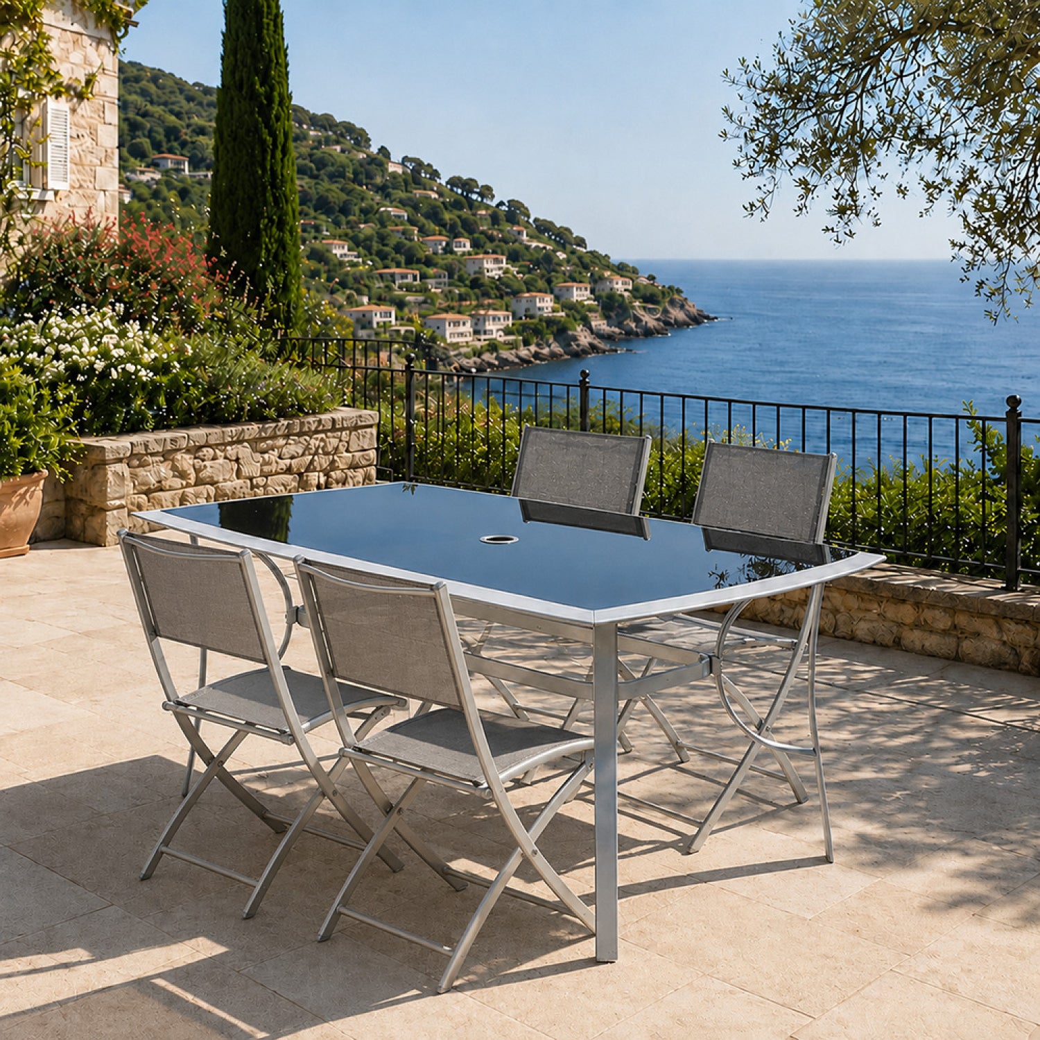 concept-usine-alassio-ensemble-table-et-4-chaises-jardin-gris image 1