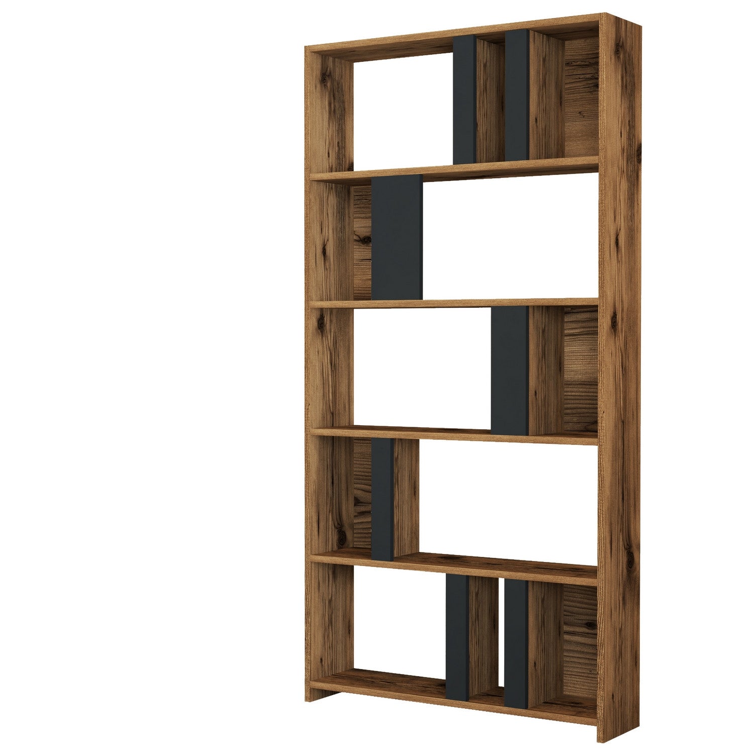 concept-usine-boby-biblioth-que-noyer-anthracite-12-niches image 4