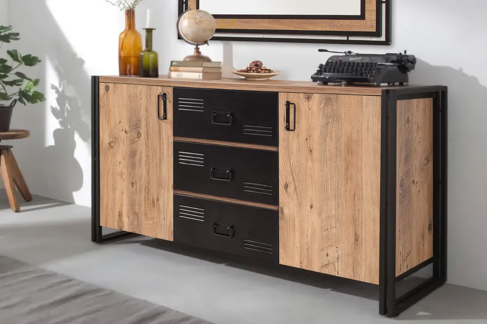 concept-usine-holen-buffet-bois-154-cm-avec-portes-et-tiroirs image 1