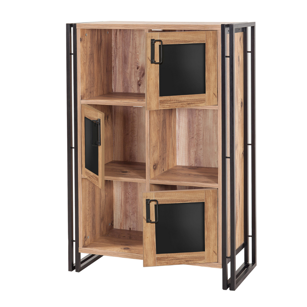 concept-usine-erna-meuble-rangement-salon-bois-noir-avec-portes image 5