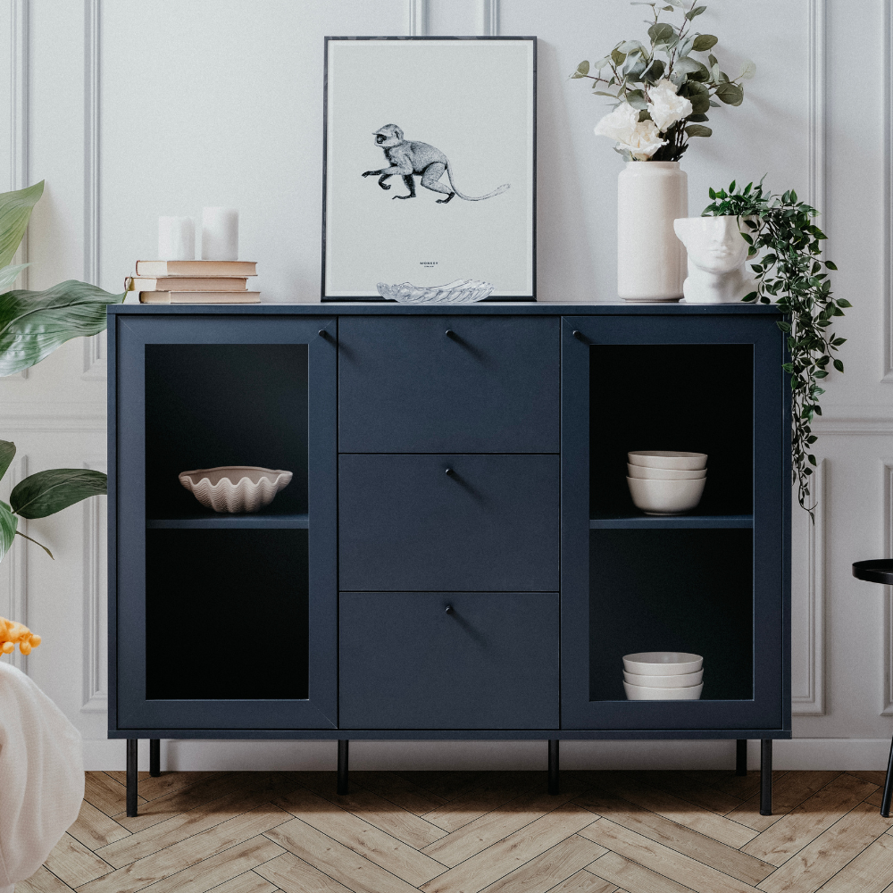 concept-usine-lanzarote-buffet-bleu-marine-bois-2-portes image 2