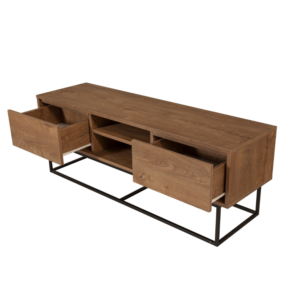 concept-usine-haye-meuble-tv-bois-140-cm-tiroirs image 3