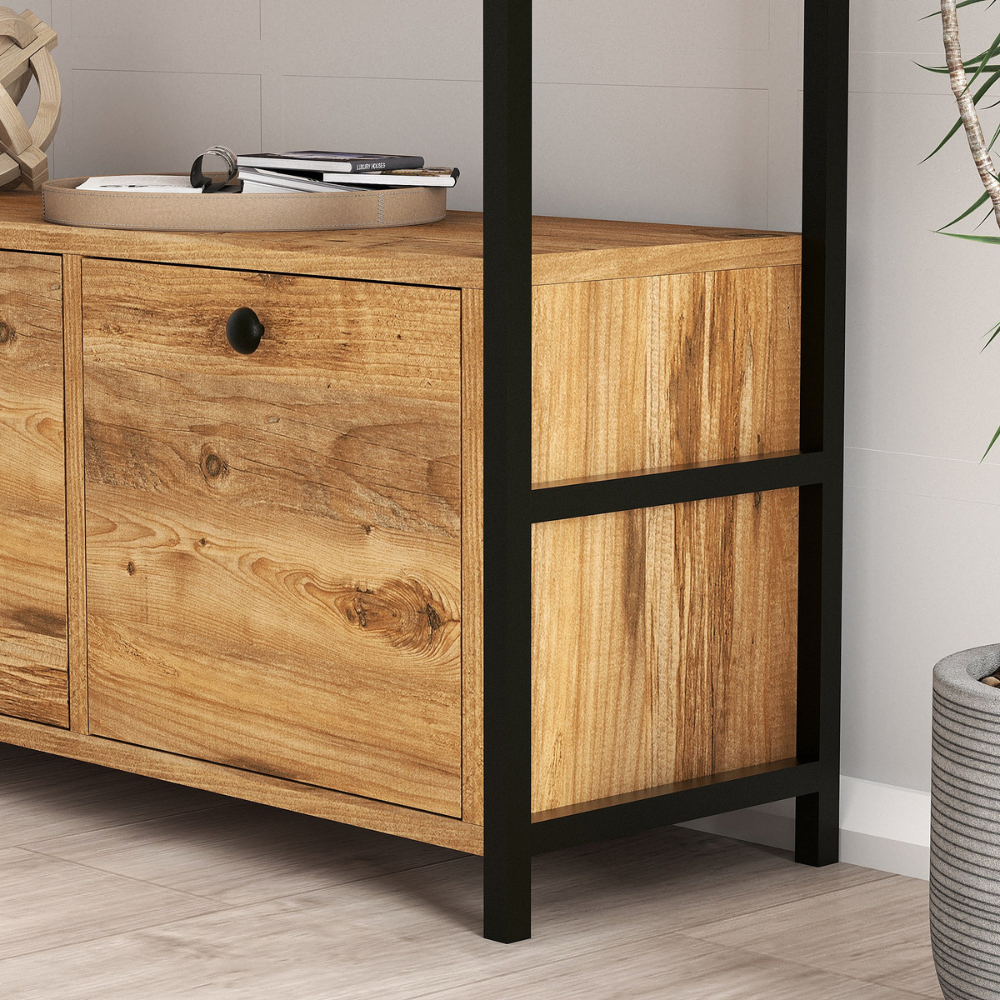 concept-usine-fero-buffet-120-cm-bois-noir-3-portes image 2