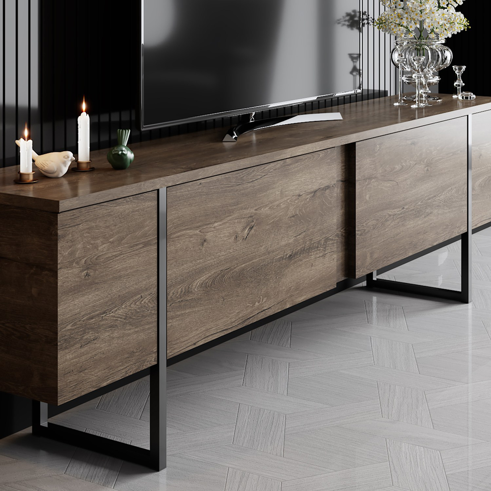 concept-usine-fropa-meuble-tv-180-cm-noir-et-bois image 2