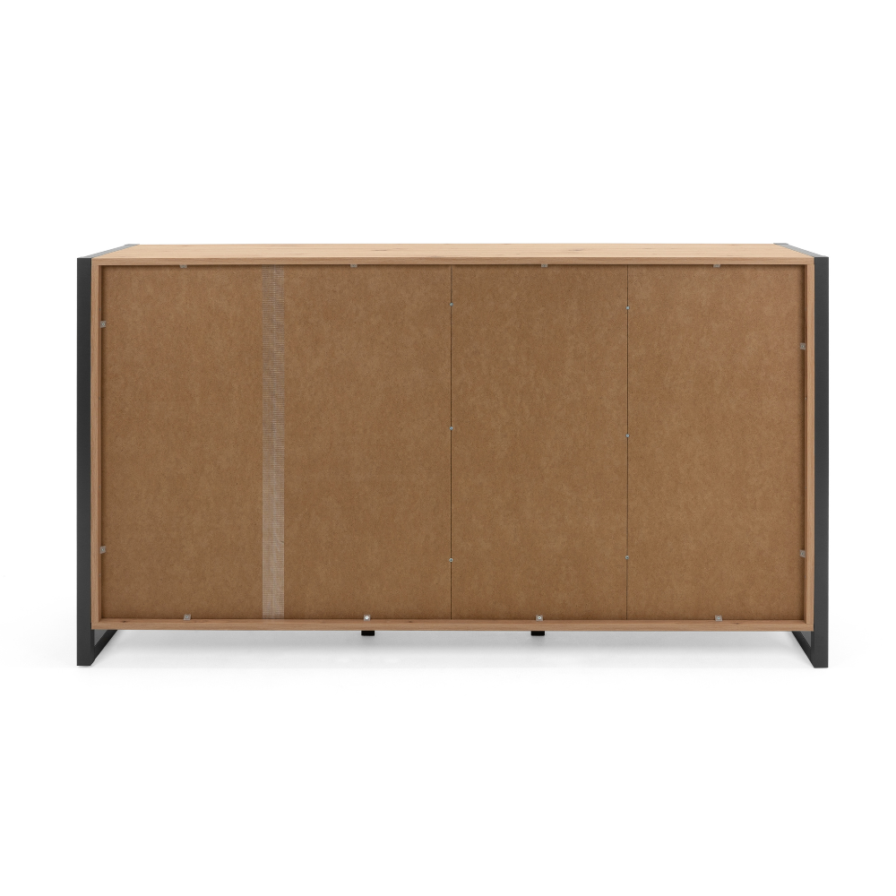 concept-usine-kotor-buffet-bois-ch-ne-160-cm-industriel-tiroirs image 5