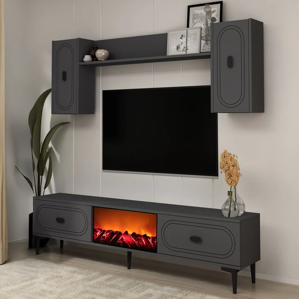 concept-usine-vibra-meuble-tv-150-cm-gris-cheminee-led image 1