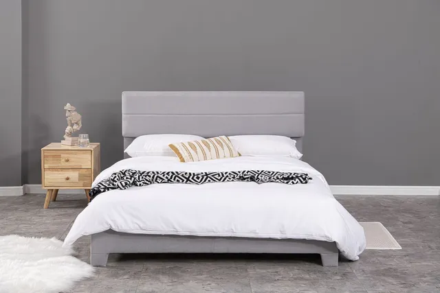 concept-usine-lincoln-lit-tissu-gris-160x200-cm-design image 1