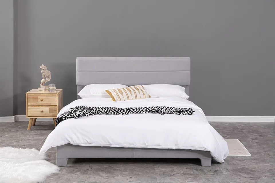 concept-usine-lincoln-lit-tissu-gris-160x200-cm-design image 1