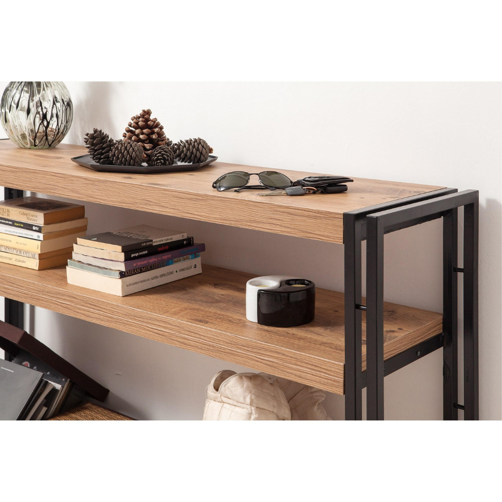 concept-usine-hanko-console-d-entr-e-140-cm-noir-et-bois-avec-tag-re image 4
