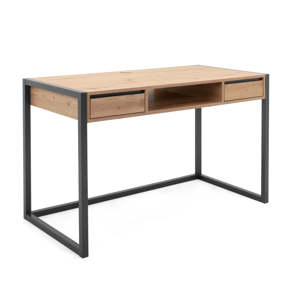 concept-usine-kotor-bureau-industriel-bois-noir-2-tiroirs image 4