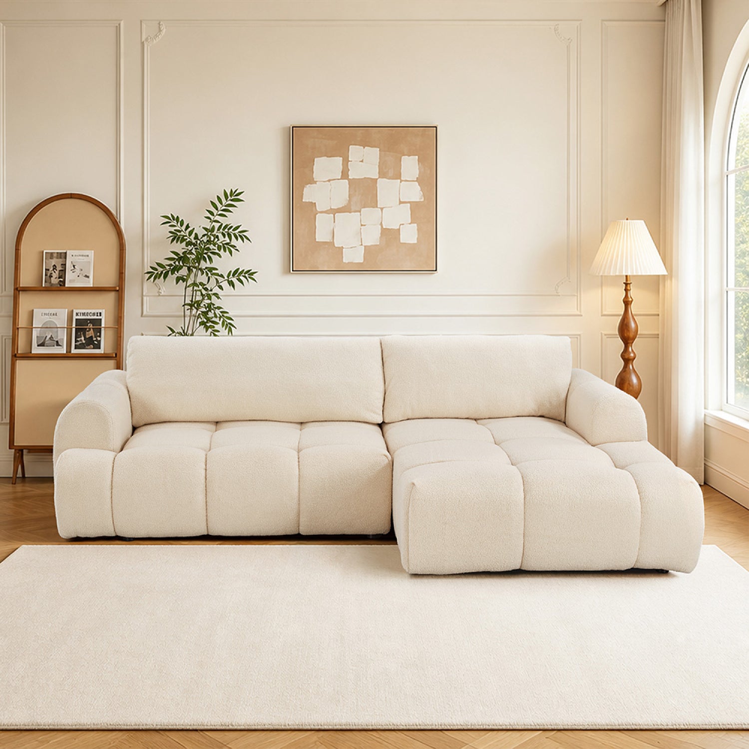 concept-usine-palms-canap-convertible-tissu-bouclette-beige image 2