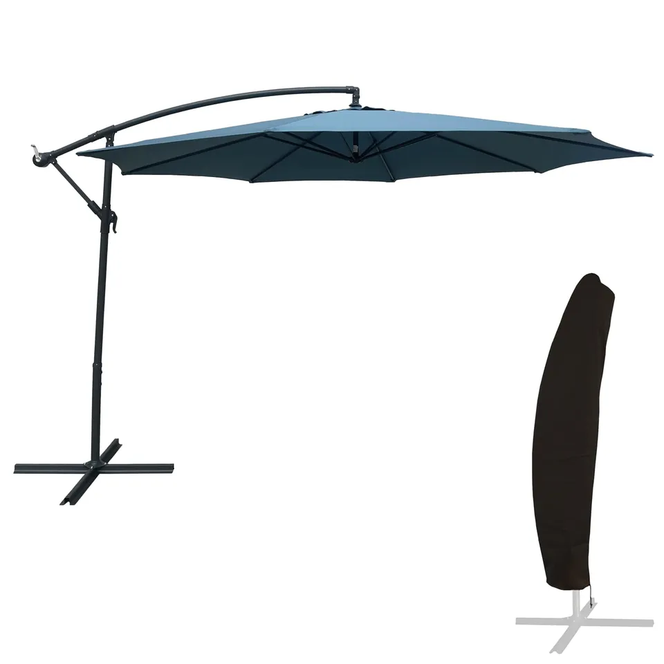 happy-garden-oahu-parasol-d-port-rond-3-5-m-bleu-gris-manivelle image 1