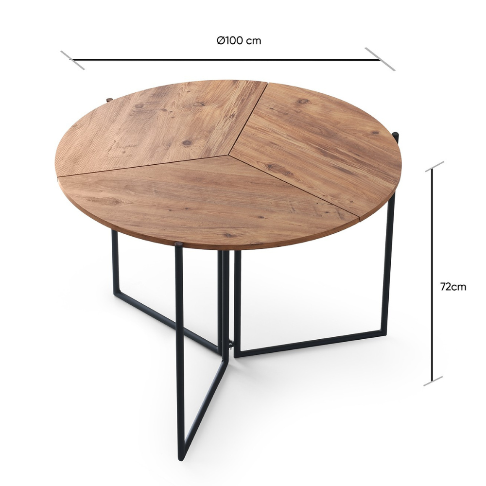 concept-usine-bronie-table-salle-manger-ronde-bois-6-places-pliable image 5