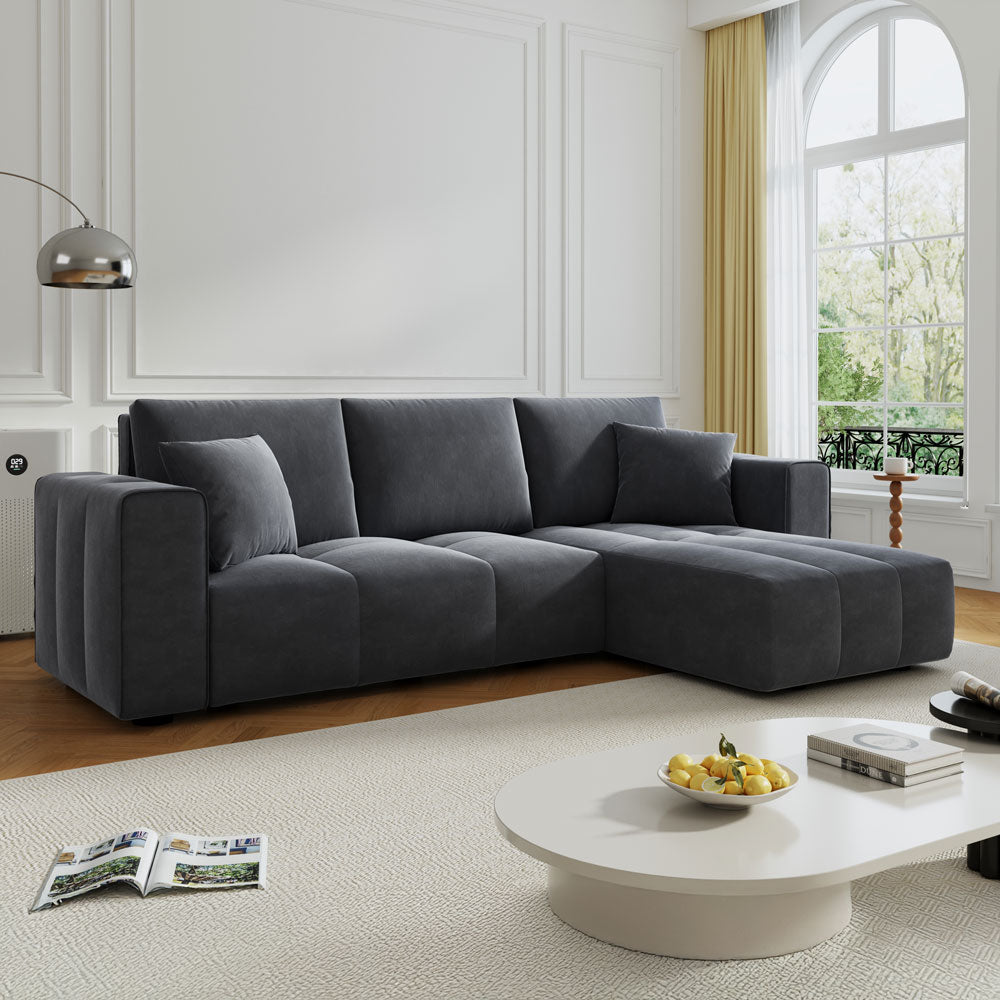 concept-usine-brighton-canap-angle-convertible-velours-beige image 2