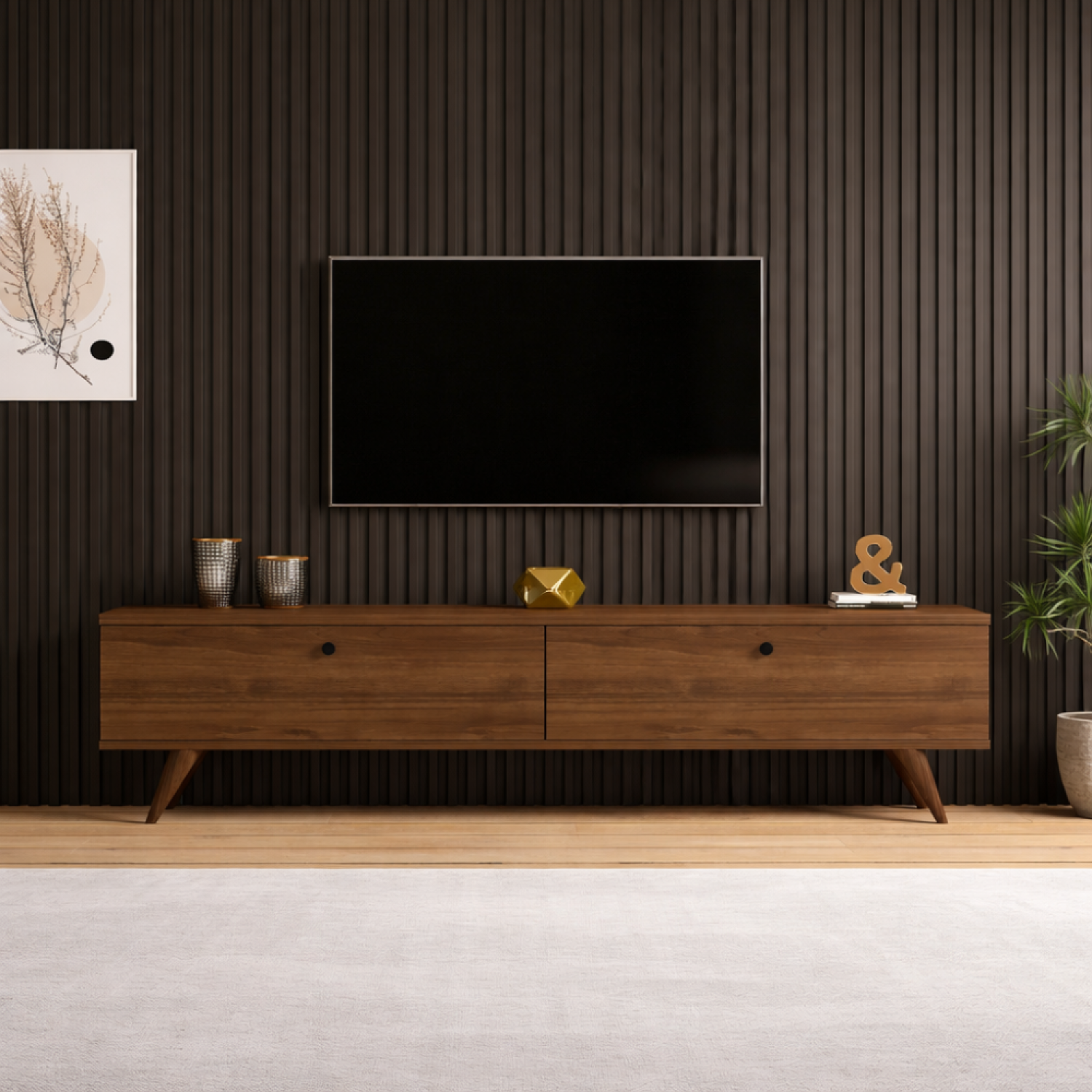 concept-usine-poly-meuble-tv-noyer-160-cm-avec-placards image 1