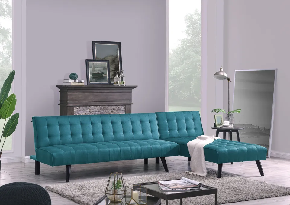 concept-usine-tim-canap-d-angle-convertible-tissu-bleu-4-places image 1