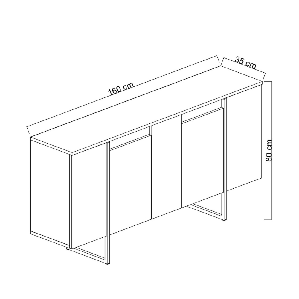 concept-usine-boras-buffet-noir-bois-160-cm-avec-porte image 5