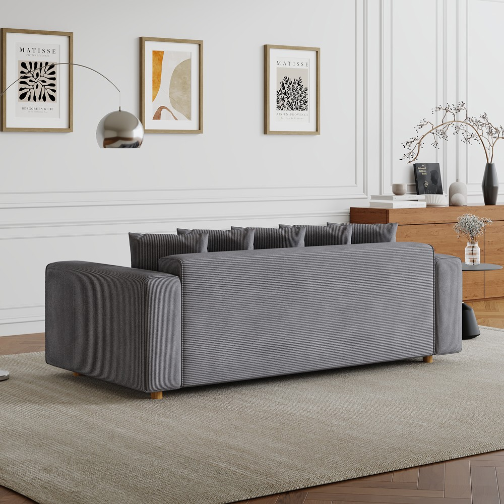 concept-usine-kolding-canap-3-places-velours-gris-213-cm-convertible image 2